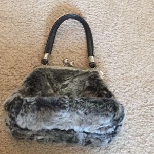 Elegant Gray Faux Fur Mini Bag